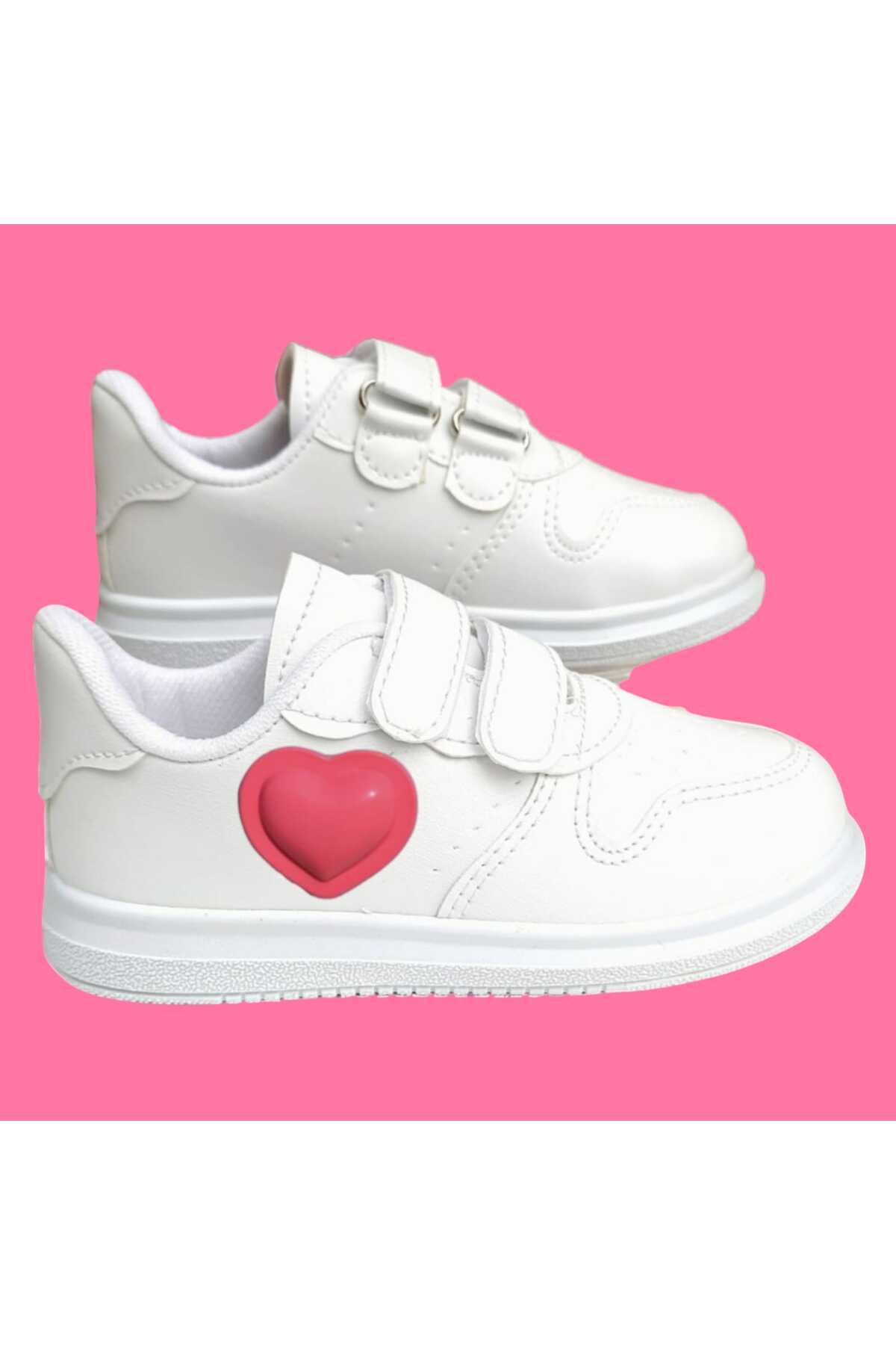 Sweety white  Işıklı Kalp Detaylı     Kız  Çocuk Spor Ayakkabı Sneker