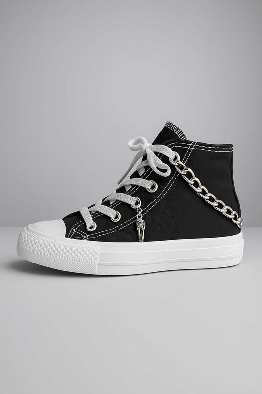 İSKELET VE ZİNCİR TEMALI baskılı Kız Çocuk spor ayakkabı sneaker