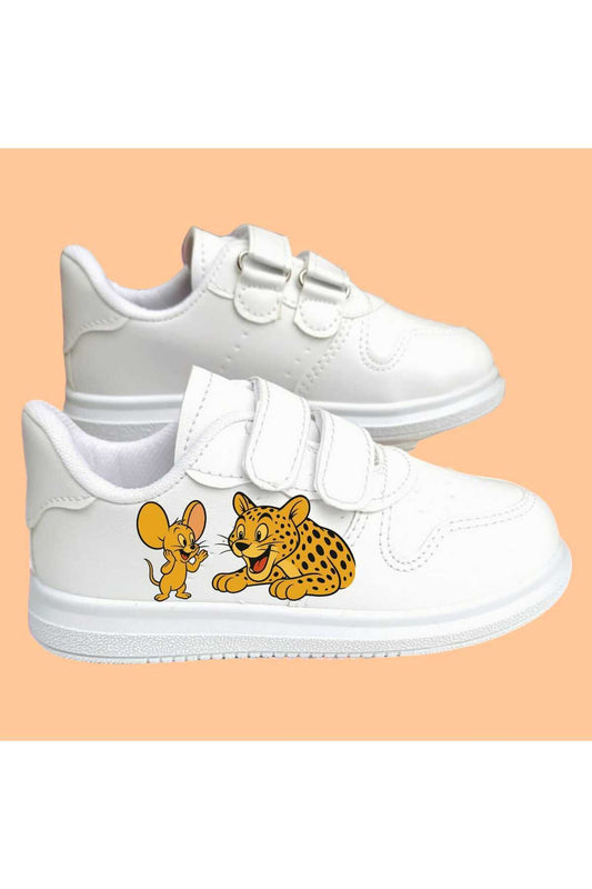 Fare ve Leopar baskılı erkek çocuk spor ayakkabı sneaker