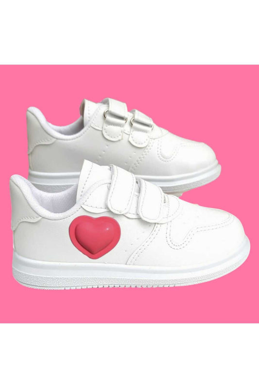 Sweety white  Işıklı Kalp Detaylı     Kız  Çocuk Spor Ayakkabı Sneker